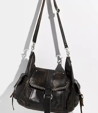 Free People Leigh Distressed Boho Bag, Aged Graphite
