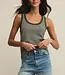 ZSupply Elin Stripe Rib Tank, Dark Agave