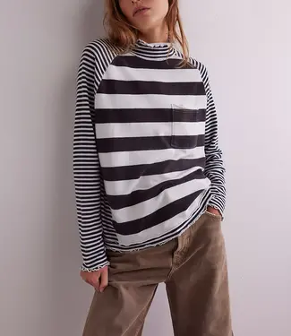 Free People Punk Playful Tee, Black/Ivory