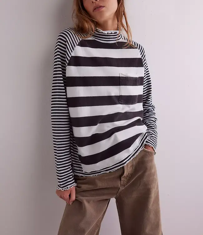 Free People Punk Playful Tee, Black/Ivory