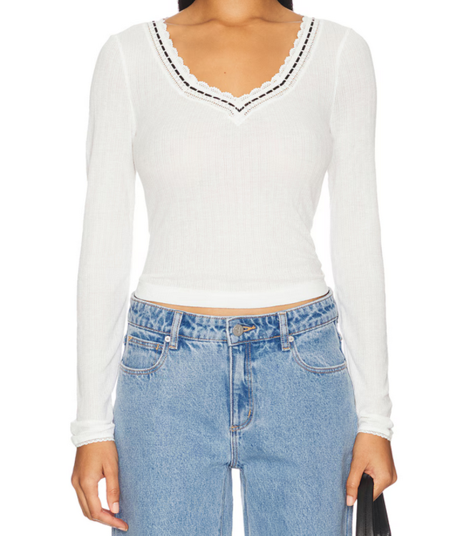 Free People Only You LS Shirt, Clean Ivory
