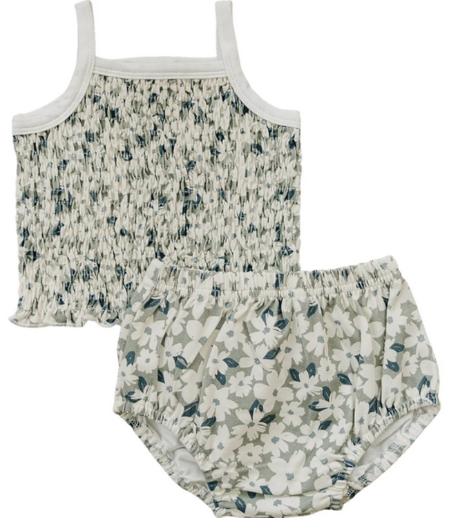 Mebie Baby Bloomer Set, Ruched Floral