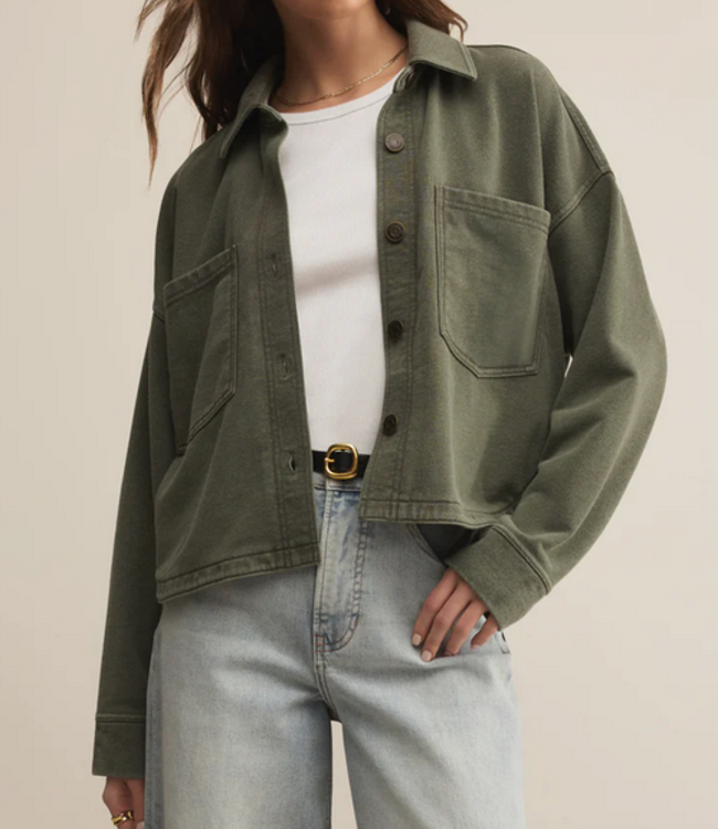 ZSupply All Day Cropped Knit Jacket, Hunter Green