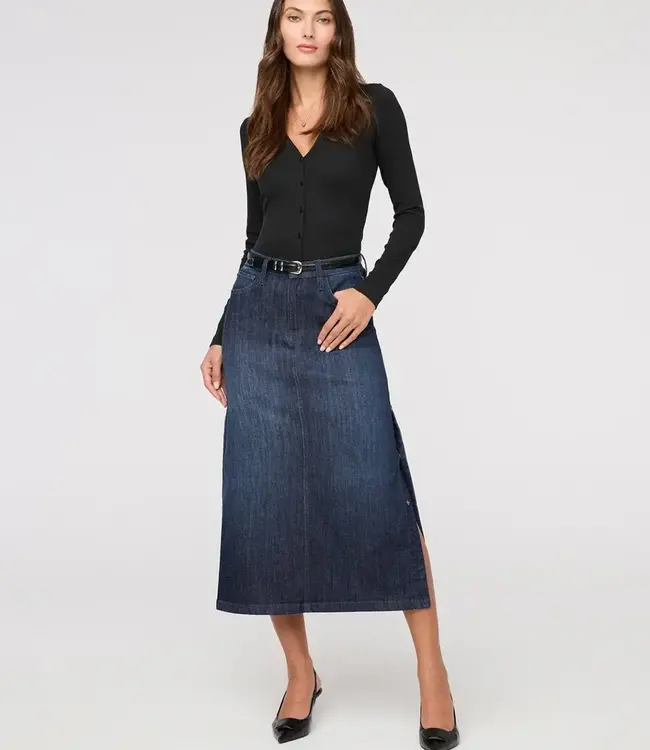 Du/er Performance Denim Skirt, Dark Stone