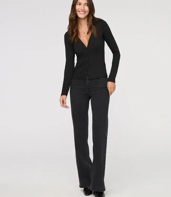 Du/er Ribbed Pima  Button Down, Black