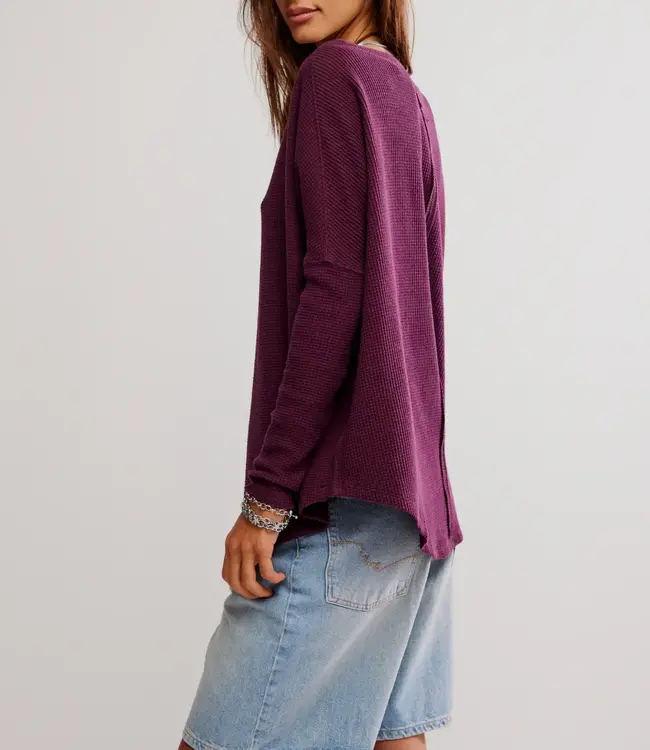 Free People Latte Blues Solid Thermal, Chocolate Grape
