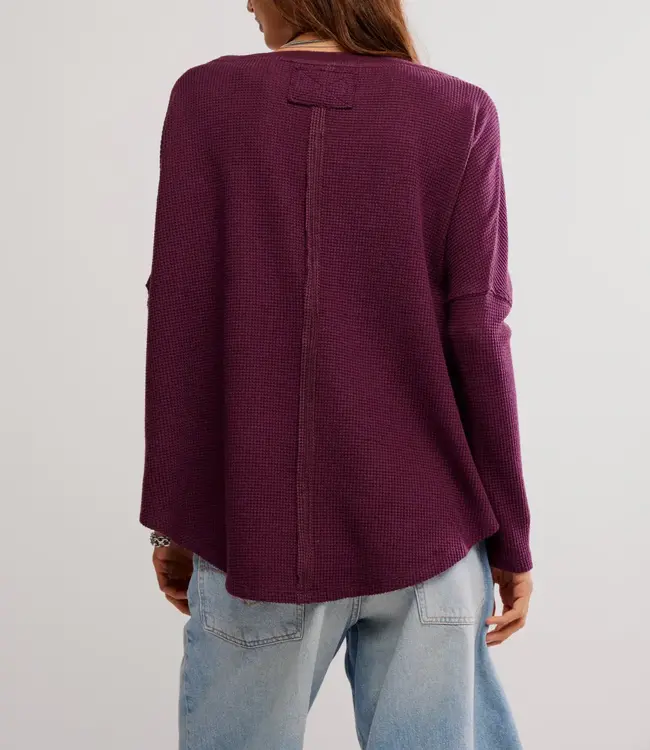 Free People Latte Blues Solid Thermal, Chocolate Grape
