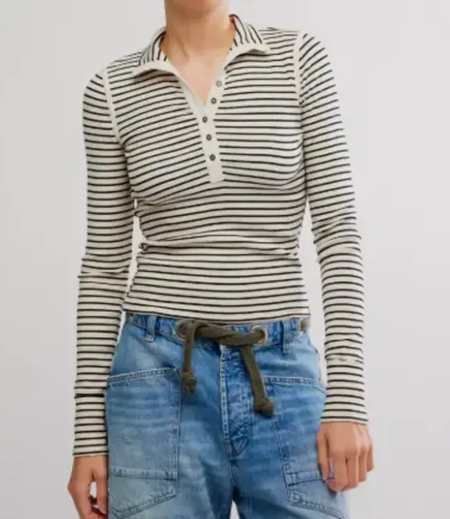 Free People Lake Stripe Henley, Tea Combo