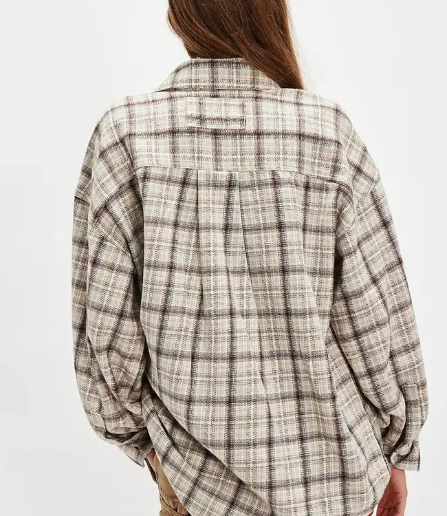 Free People Ashley Plaid Shirt, Ivory Combo