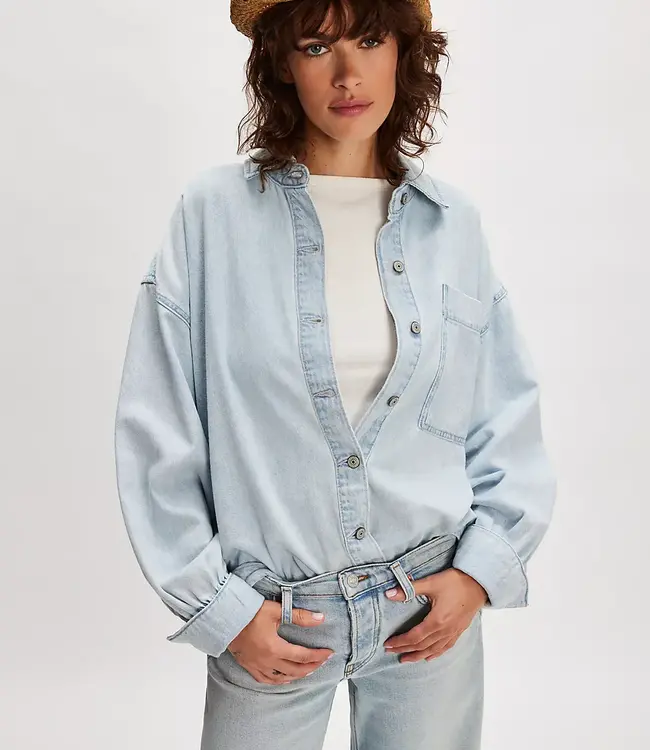 Free People Ashley Denim Shirt, Classic Blue