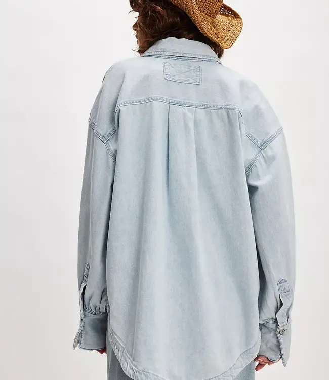 Free People Ashley Denim Shirt, Classic Blue