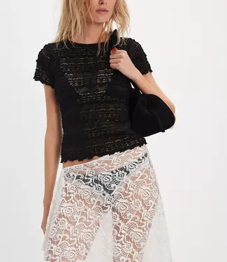 Free People Angelina Lace Tee, Black