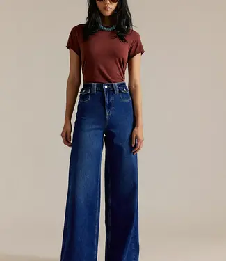 Free People Kellee High-Rise Palazzo Jeans, Blue Night