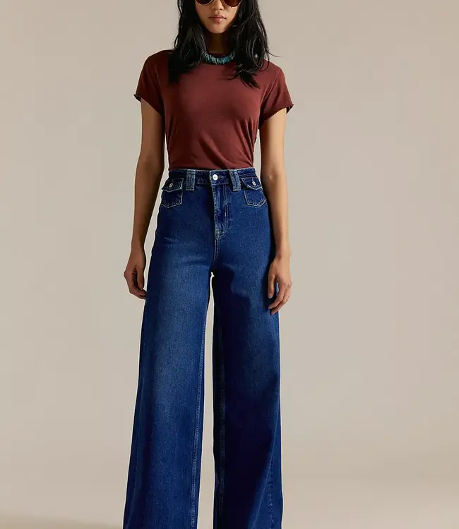 Free People Kellee High-Rise Palazzo Jeans, Blue Night