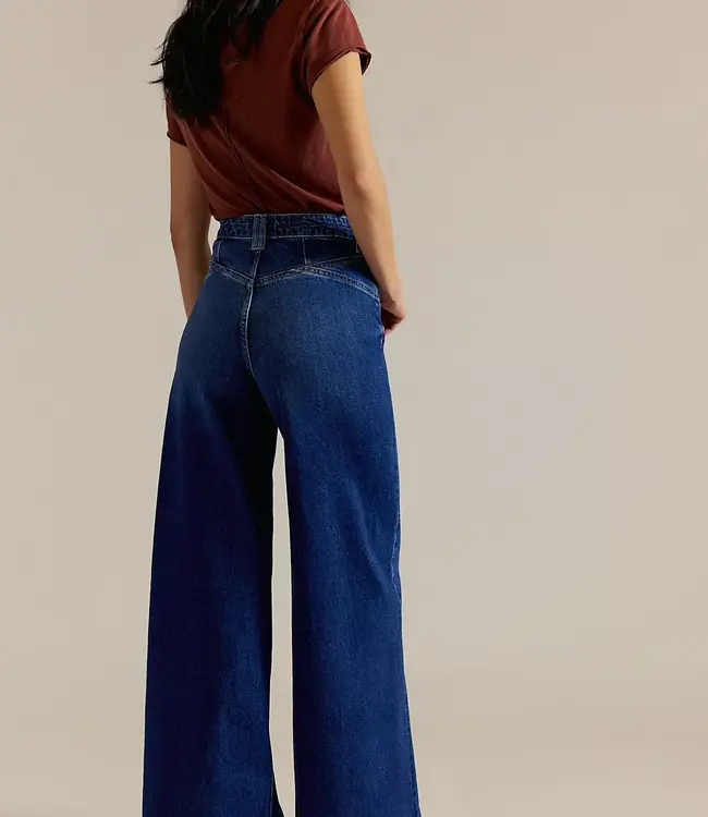 Free People Kellee High-Rise Palazzo Jeans, Blue Night