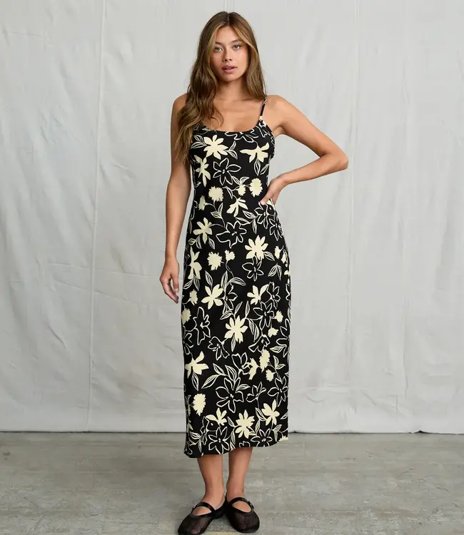 RVCA Aelia Midi Dress, Black Floral
