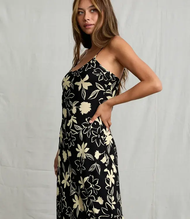 RVCA Aelia Midi Dress, Black Floral