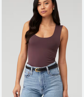 Free People Clean Lines Muscle Cami, French Chocolate