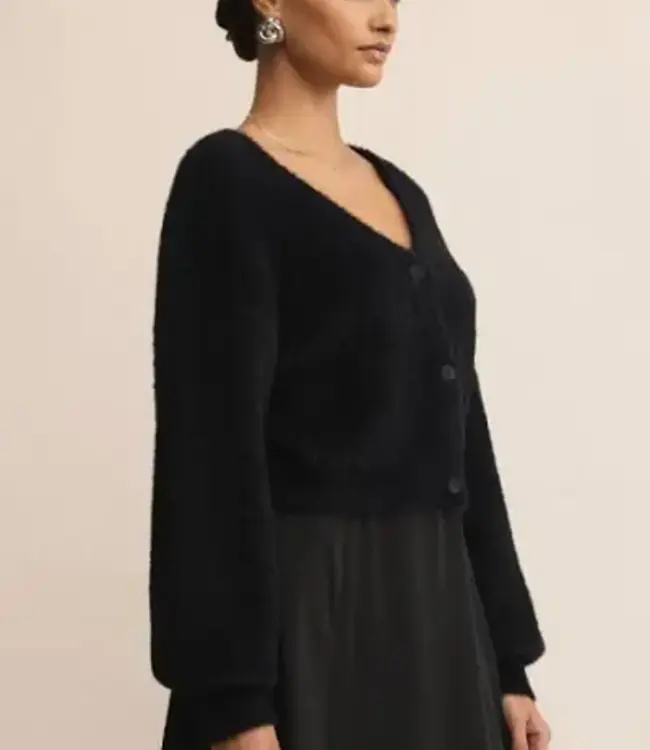 ZSupply Sadira Fluffy Cardigan, Black