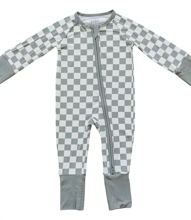 Checkered Bamboo Zipper, Lt Green