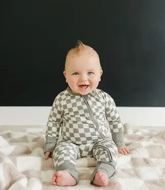 Mebie Baby Checkered Bamboo Zipper, Lt Green