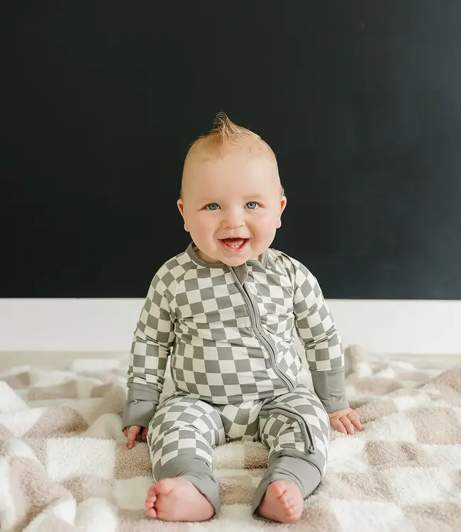 Mebie Baby Checkered Bamboo Zipper, Lt Green