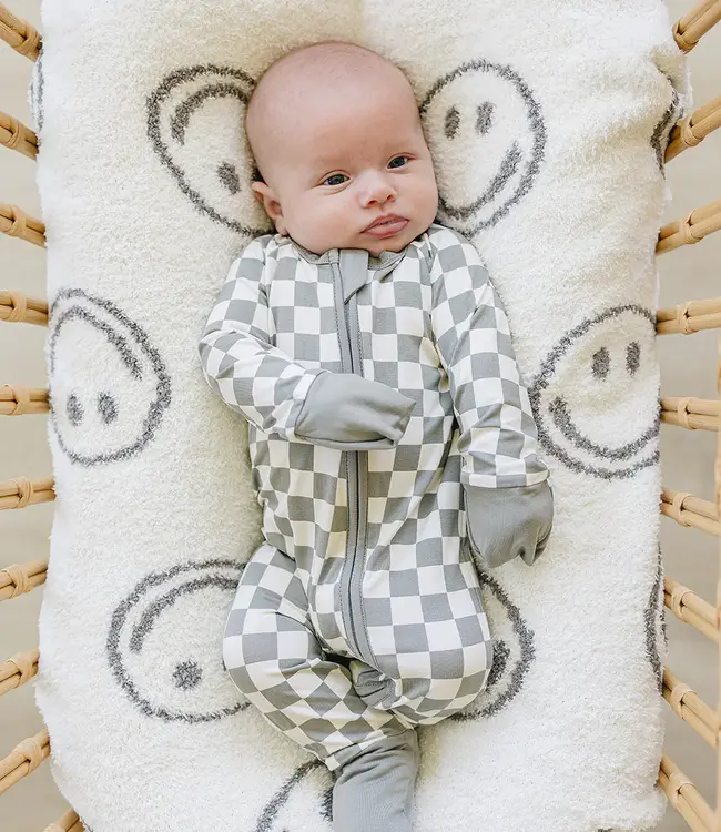 Mebie Baby Checkered Bamboo Zipper, Lt Green