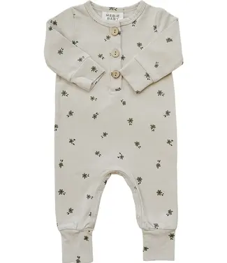 Mebie Baby LS Button Romper, Floral