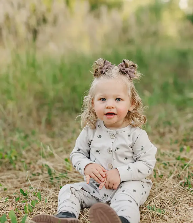 Mebie Baby LS Button Romper, Floral