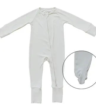 Mebie Baby Ribbed Bamboo Zipper, Cream