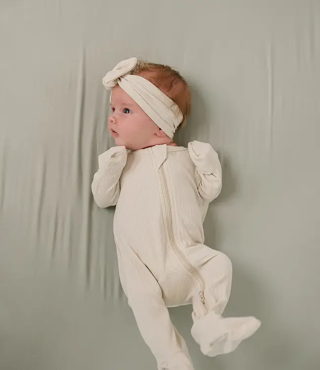 Mebie Baby Ribbed Bamboo Zipper, Cream