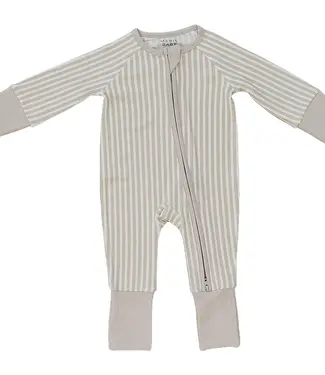 Ribbed Bamboo Zipper, Taupe Stripe