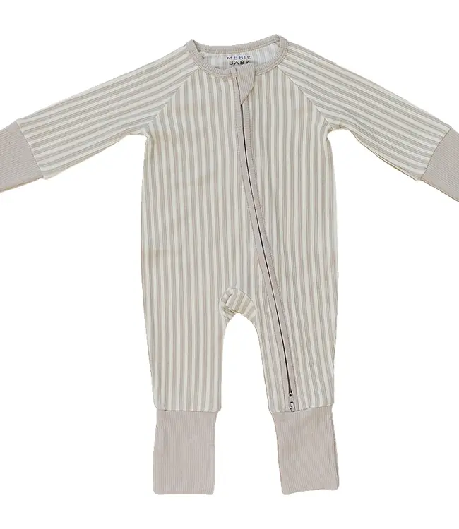 Ribbed Bamboo Zipper, Taupe Stripe