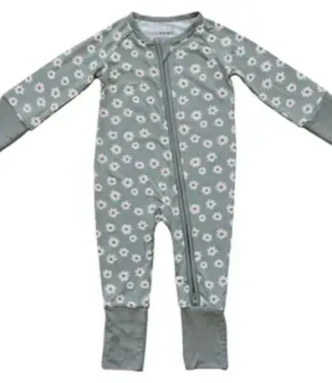 Mebie Baby Daisy Bamboo Zipper, Lt Green