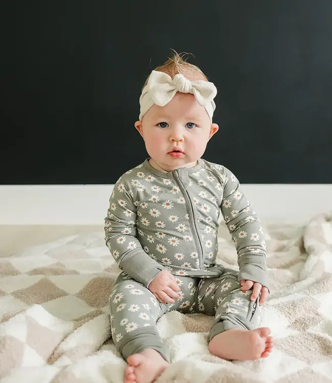 Mebie Baby Daisy Bamboo Zipper, Lt Green