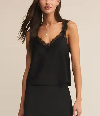 ZSupply Uma Lace Satin Cami, Black