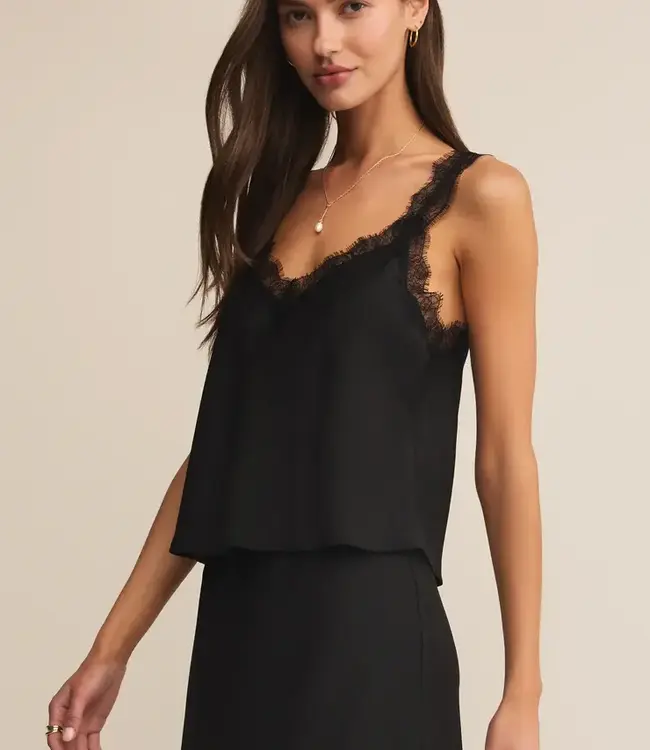 ZSupply Uma Lace Satin Cami, Black