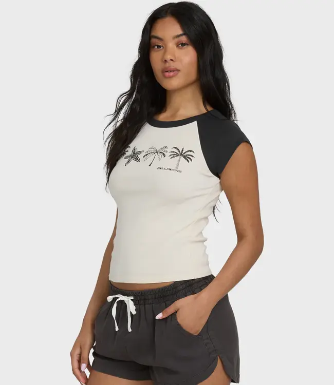 Billabong Des Tropic SS Raglan, White Cap