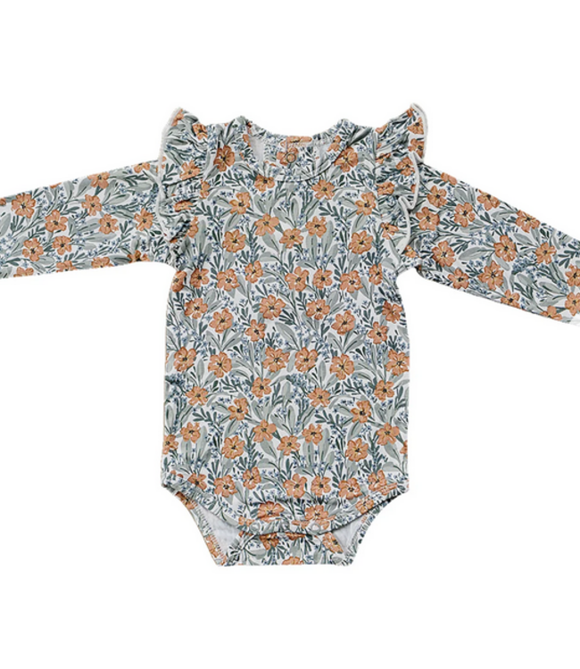 Mebie Baby Dainty Meadow Ruffle Bodysuit