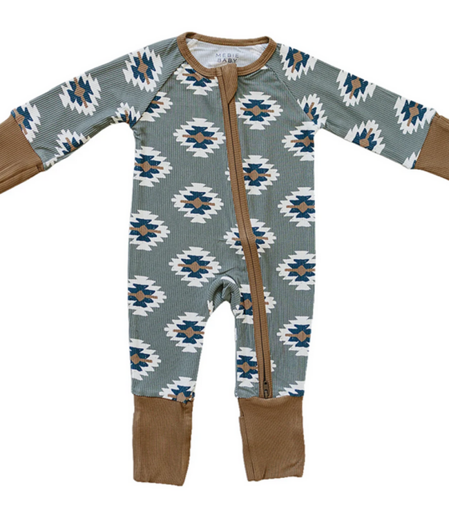 Mebie Baby Ribbed Bamboo Zipper, Aztec
