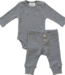 Mebie Baby Bodysuit Waffle Set, Charcoal