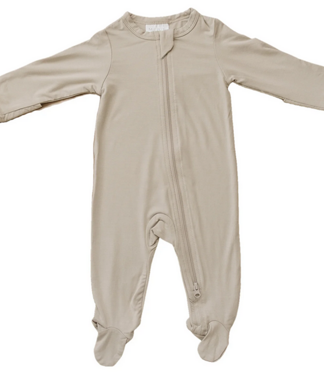 Mebie Baby Bamboo Footed Zipper, Oatmeal