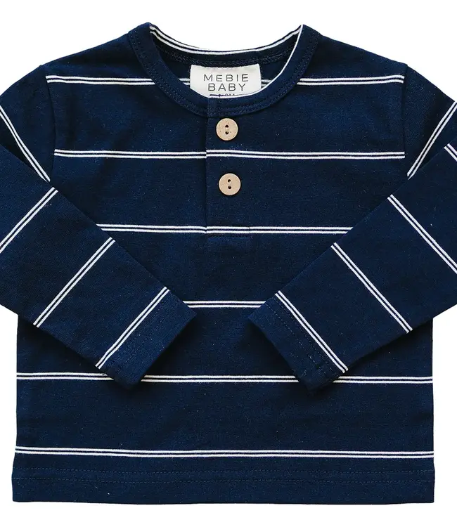 Mebie Baby Long Sleeve Tee, Navy Stripe