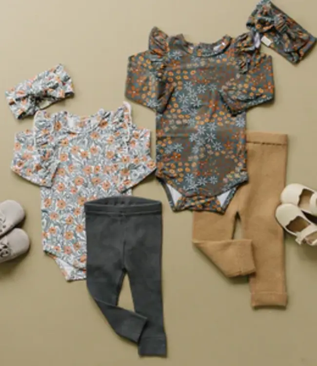 Mebie Baby Dainty Meadow Ruffle Bodysuit