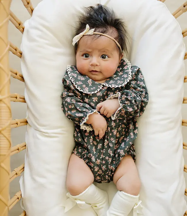 Mebie Baby Bubble Romper, Olive Bloom