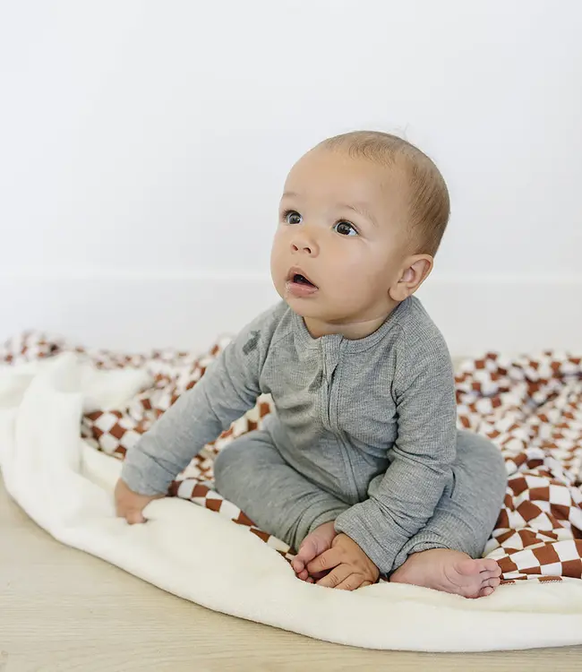 Mebie Baby Ribbed Bamboo Zipper, Grey