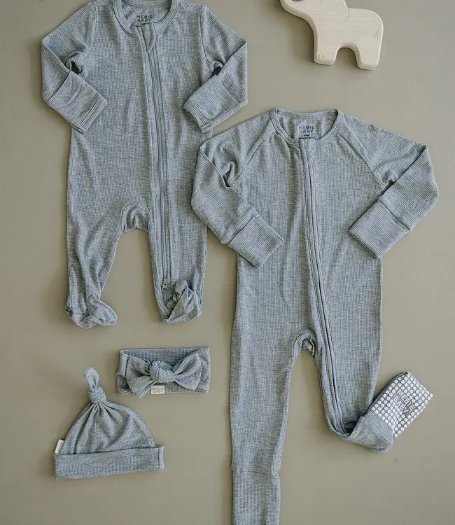 Mebie Baby Ribbed Bamboo Zipper, Grey