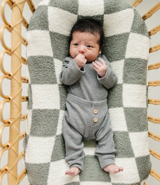 Mebie Baby Bodysuit Waffle Set, Charcoal