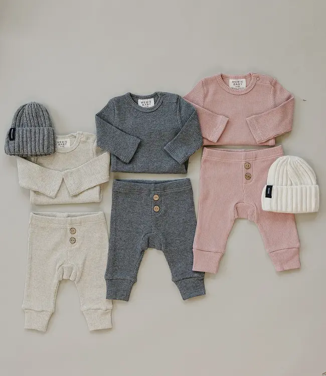 Mebie Baby Bodysuit Waffle Set, Charcoal