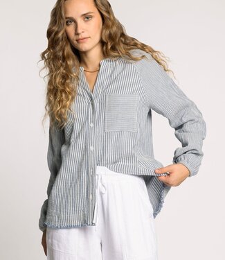 Thread & Supply Maia Shirt, Ivory/Blue